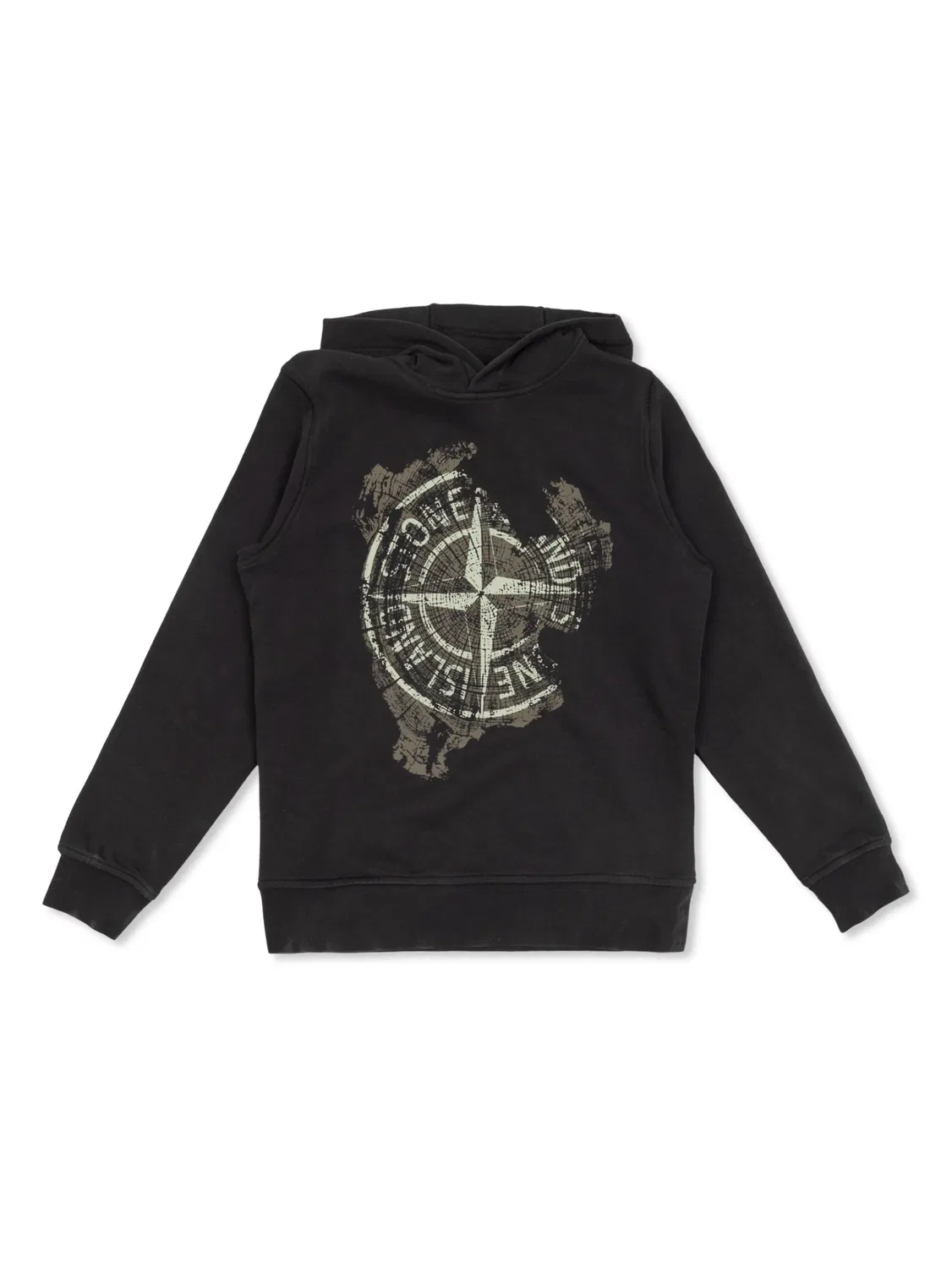 Худи с компасным принтом Stone Island, черный