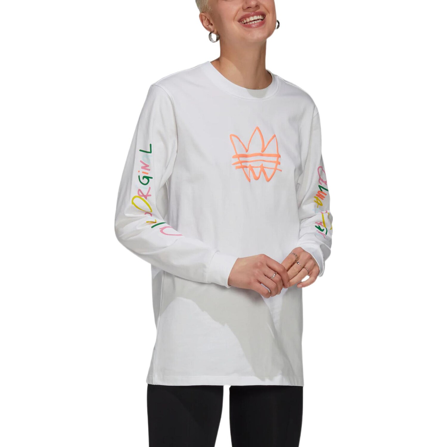 Футболка GRAPHIC LS TEE женская белая Adidas Originals — фото 4