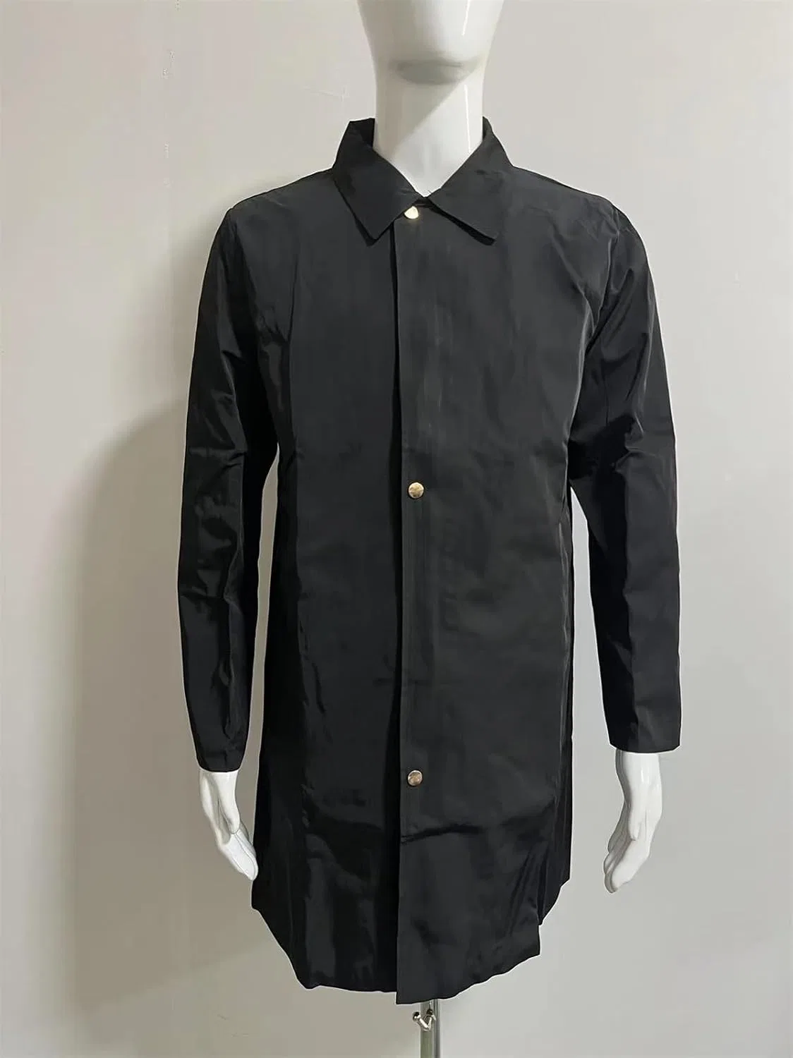 Мужское пальто-тренч с длинным рукавом, однобортное, с отложным воротником, slim fit — фото 3