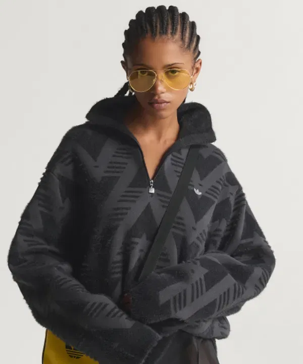 Свитер оверсайз с полузастежкой-молнией, Adidas, женский — фото 2