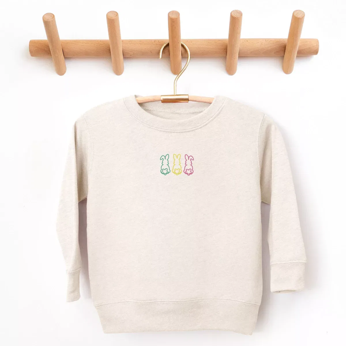Детский свитшот для девочек с вышивкой Embroidered Easter Bunny Outline The Juniper Shop, Natural — фото 2
