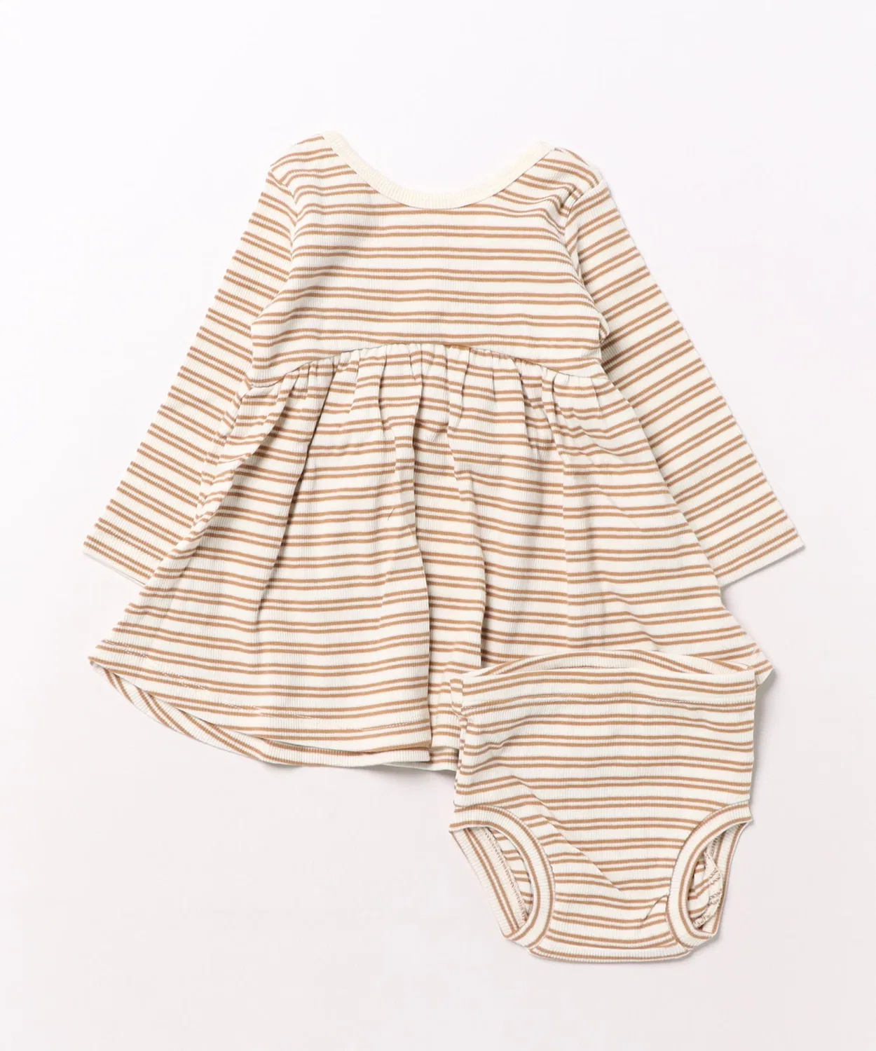 Детское платье с длинным рукавомGolden Stripe B.I.D., White/Brown