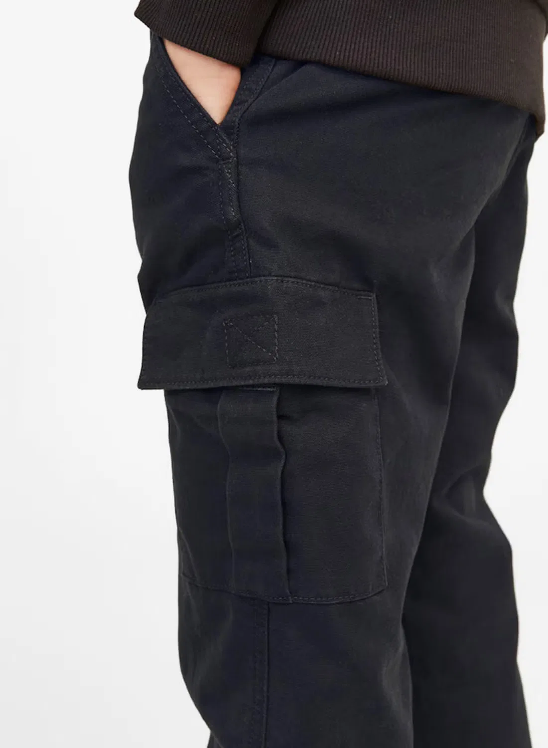 Брюки карго с карманами черные Jack & Jones Junior, черный — фото 3