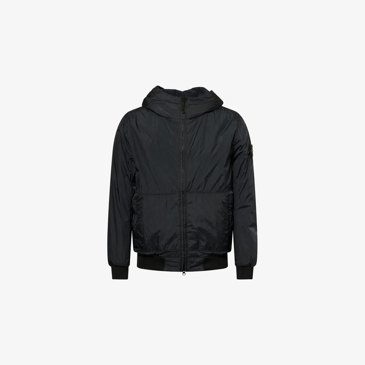 Куртка с капюшоном и логотипом Compass-logo из жатой ткани Stone Island, темно-синий