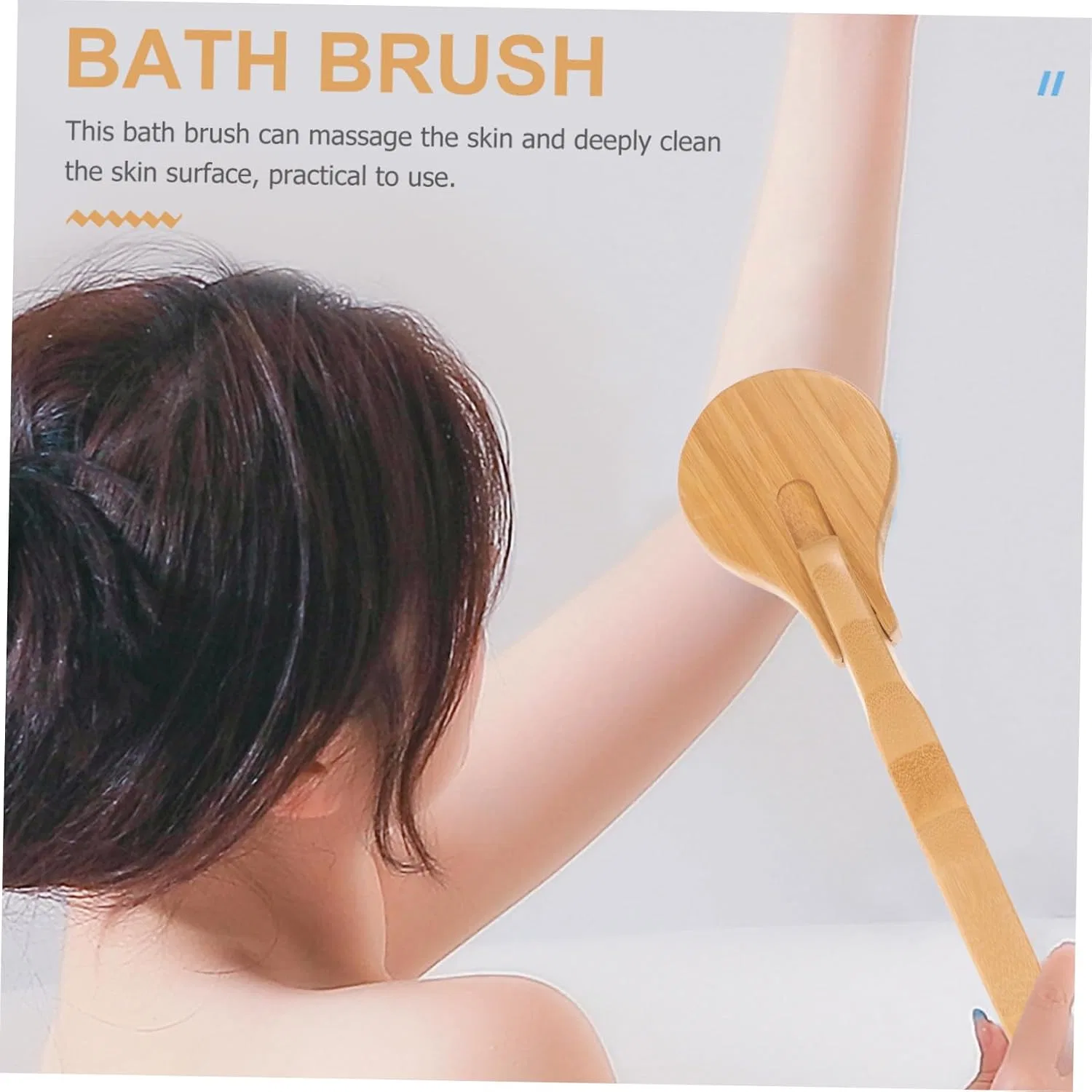 Щетка для тела с длинной ручкой, Bamboo and Bristle, ORFOFE, 42x8.5x4 см, Khaki — фото 4