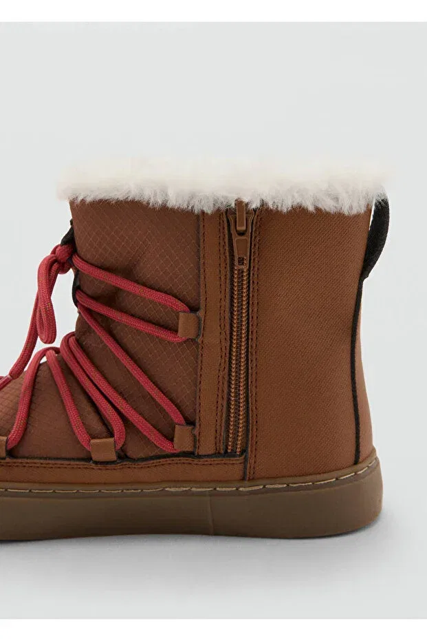Детские ботинки для девочек с начесом Mango Kids, Medium Brown — фото 4