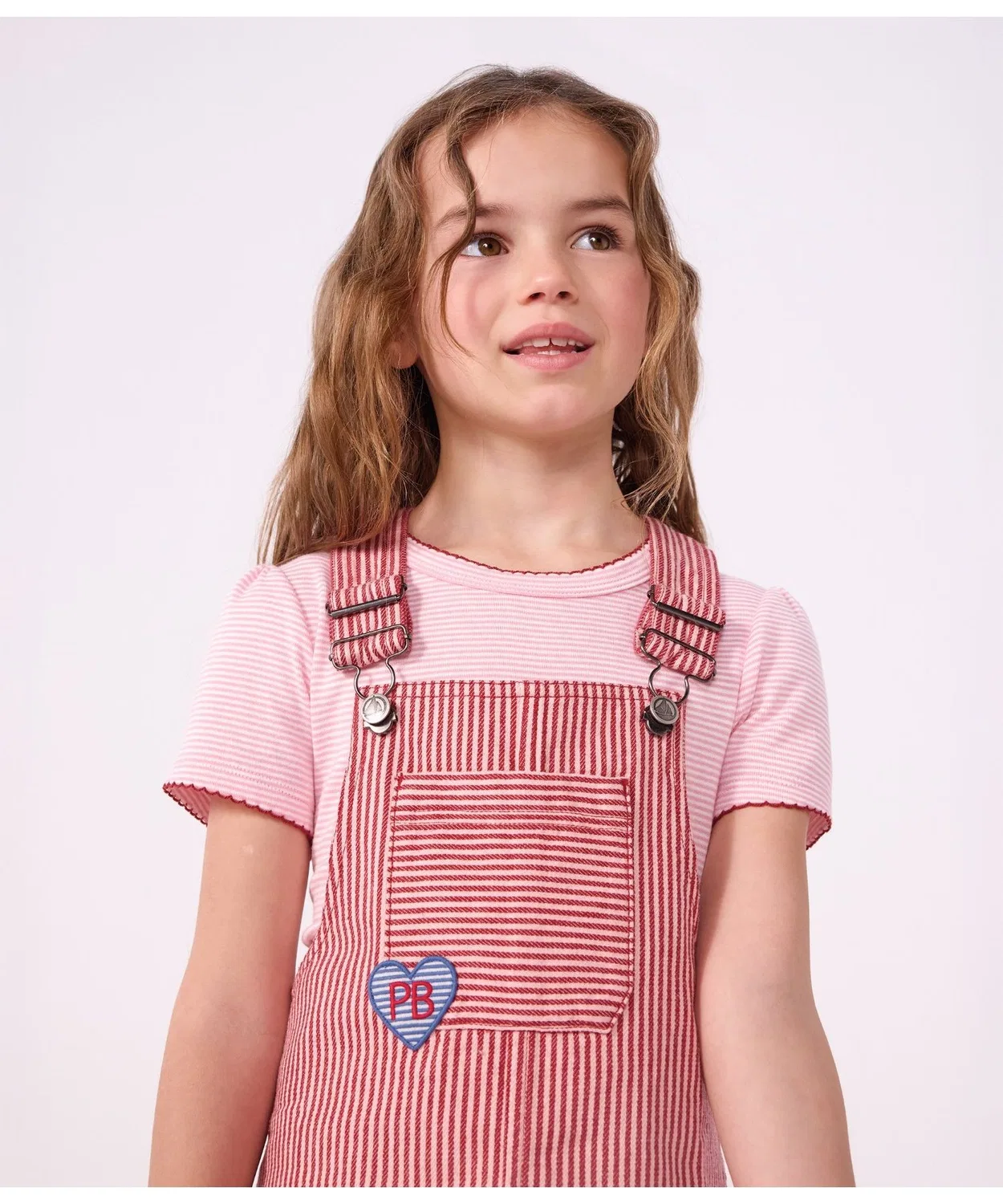 Детская футболка с полоской Миларе PETIT BATEAU, White/Pink — фото 4