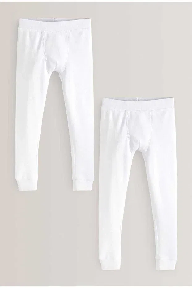 Детские термолосины для девочек 2 шт., Unisex 2-piece white thermal tights, Next Baby, White
