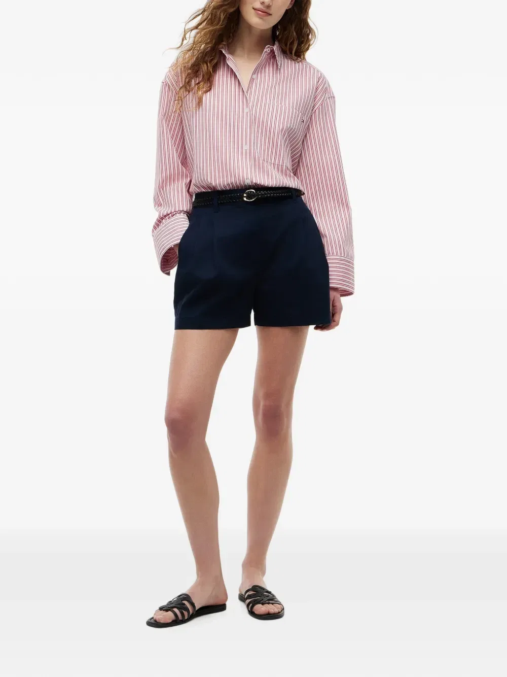Рубашка в вертикальную полоску с нагрудным карманом Tommy Hilfiger, красный — фото 2