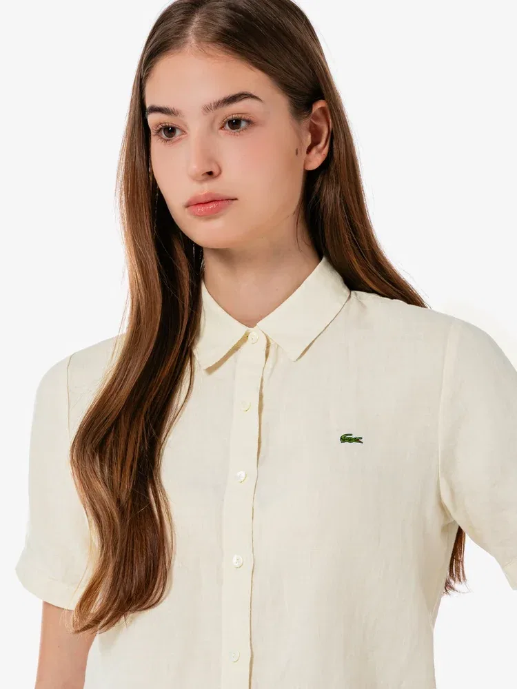 Рубашка LACOSTE New Regular, Льняная, Ivory — фото 2