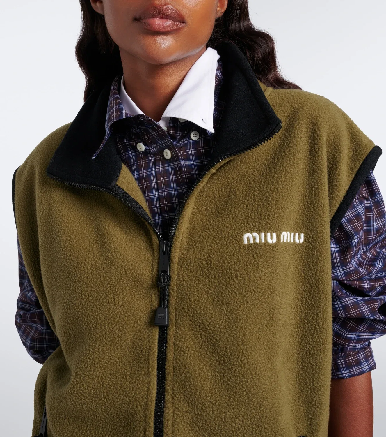 Флисовый жилет с молнией Miu Miu, Militare — фото 3