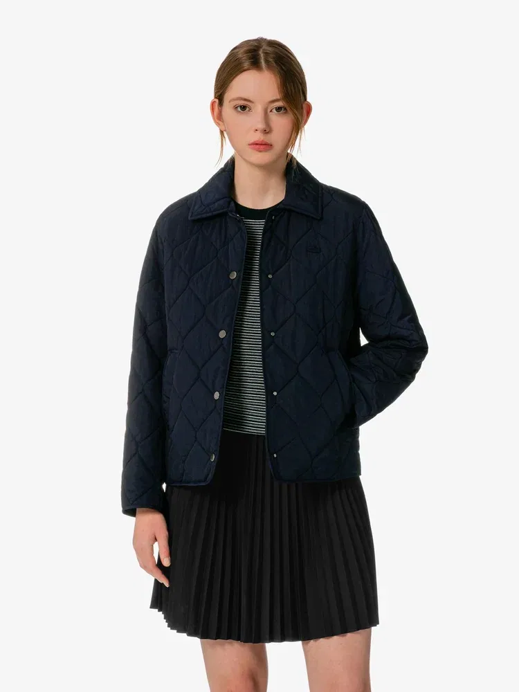 Пуховик LACOSTE Navy, стеганый, темно-синий
