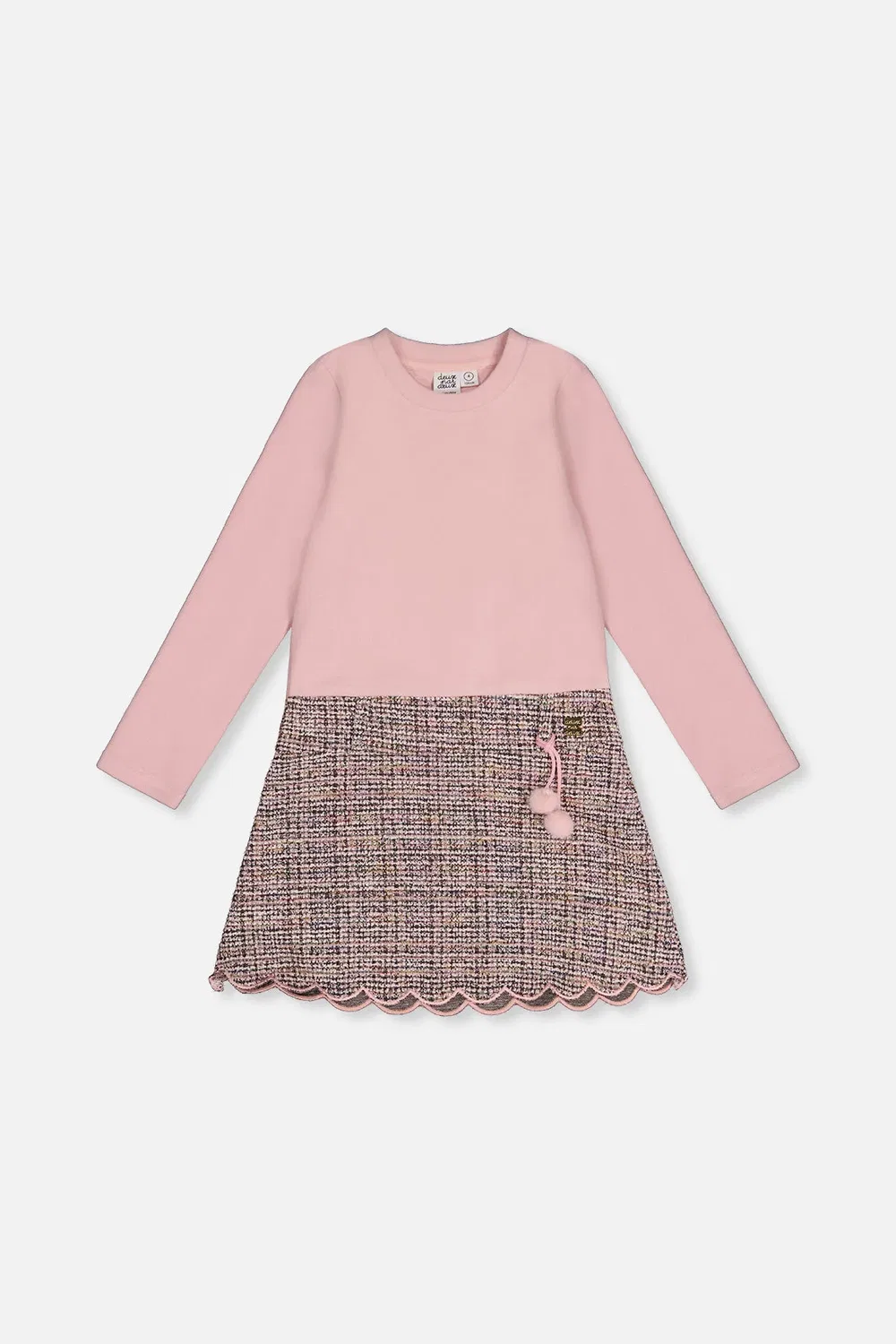 Детское платье-трапеция с длинным рукавом Deux par Deux, Pink and Black Knit