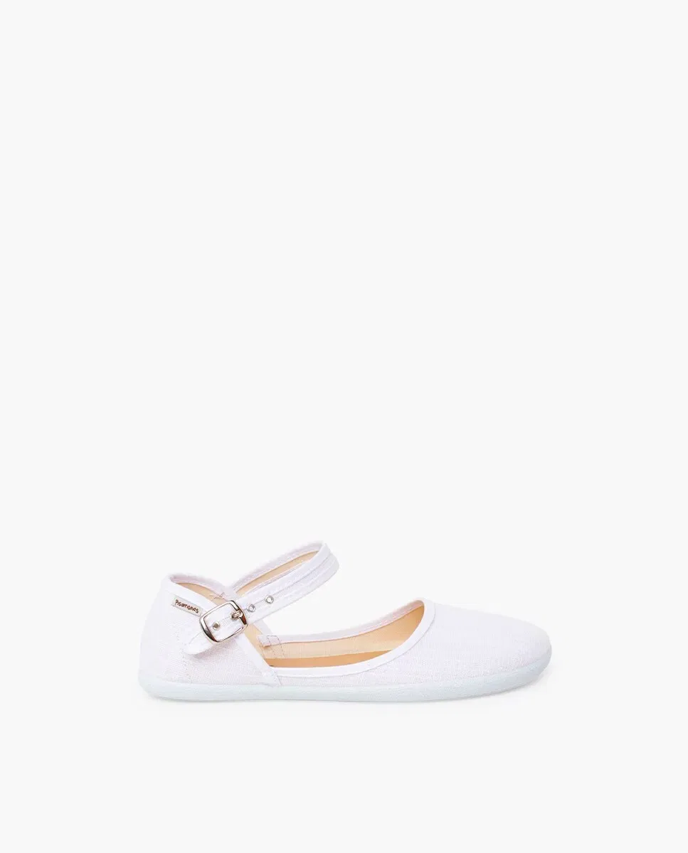 Детские туфли-лодочки barefoot из льна Merceditas Pisamonas, Blanco
