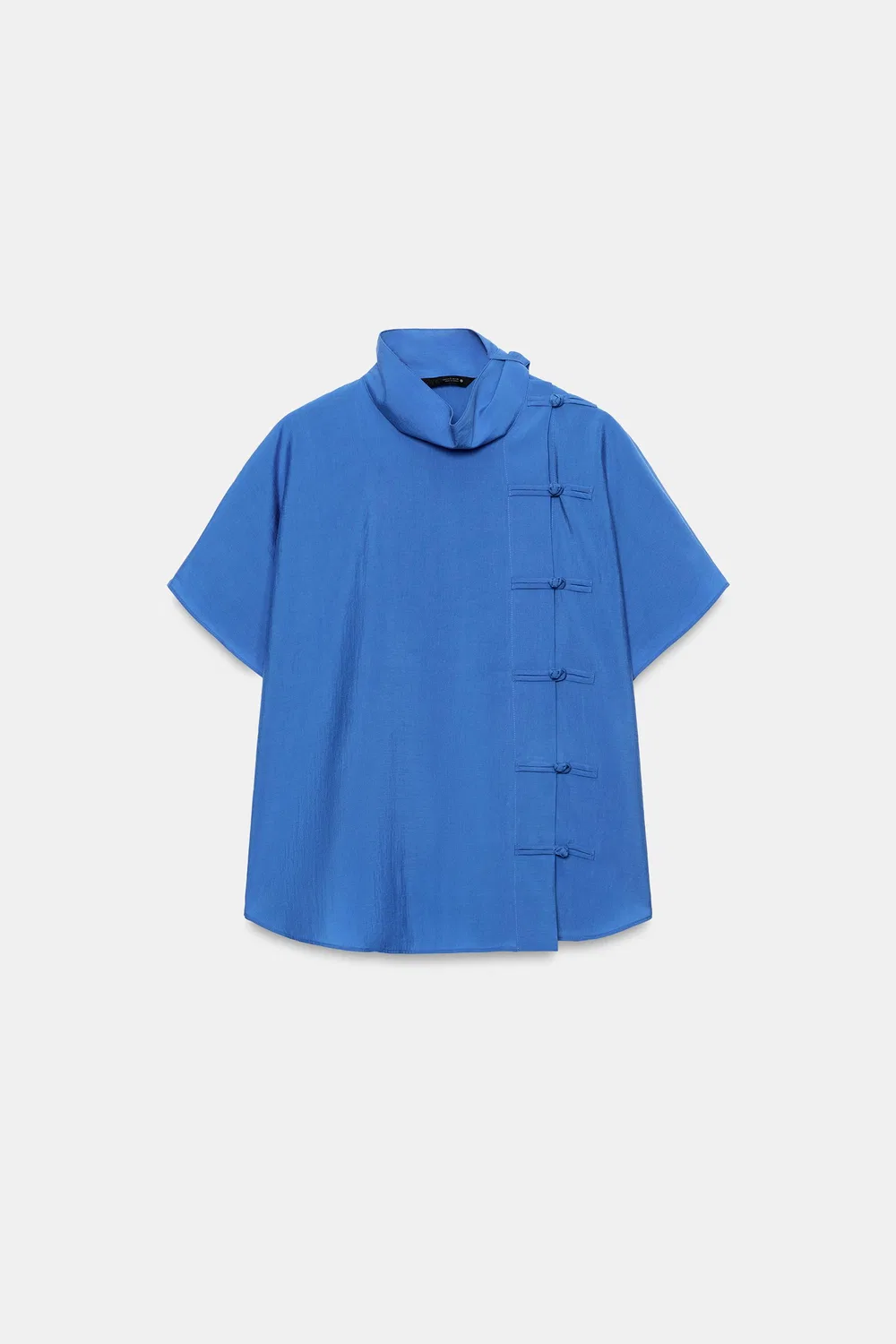 Рубашка из коллекции ZW с застежкой в виде лягушки. ZARA, Bluish — фото 4