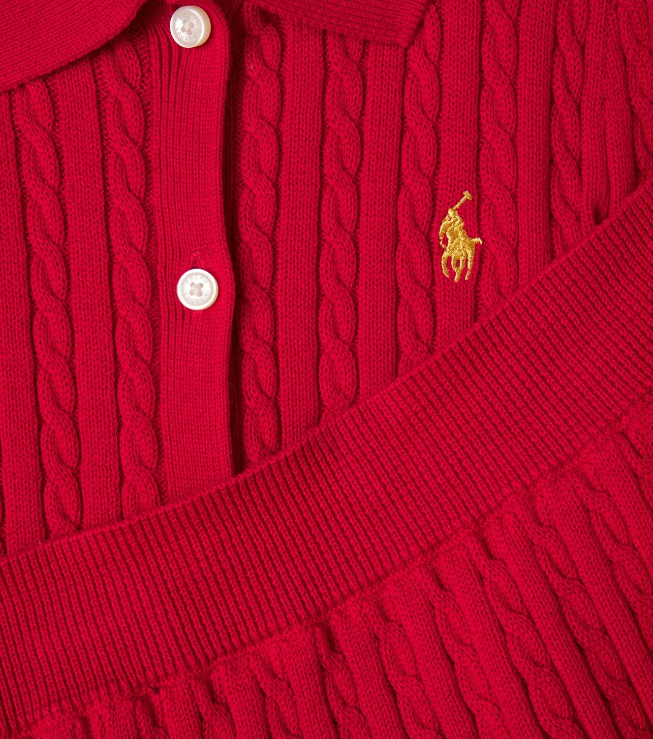 Комплект из кардигана и юбки с воротником поло Polo Ralph Lauren Kids, красный — фото 3