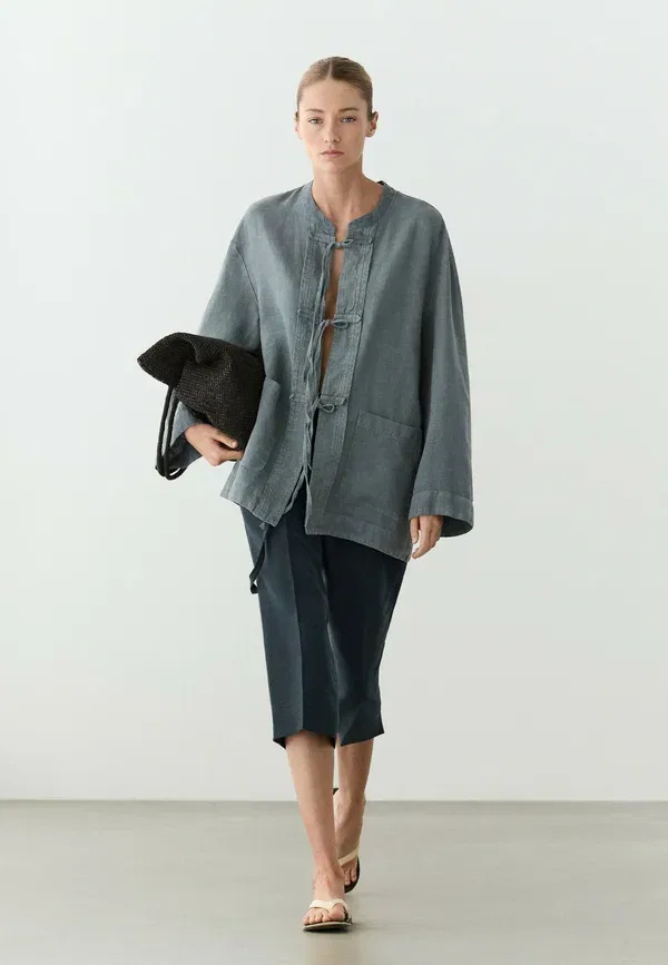 Блуза свободного кроя Blouse Massimo Dutti, синий — фото 2