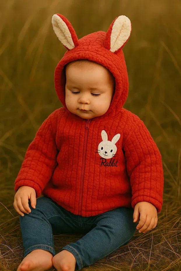 Детский кардиган с принтом Crocodile Patterned Aden Kids, Square Rabbit Red — фото 2