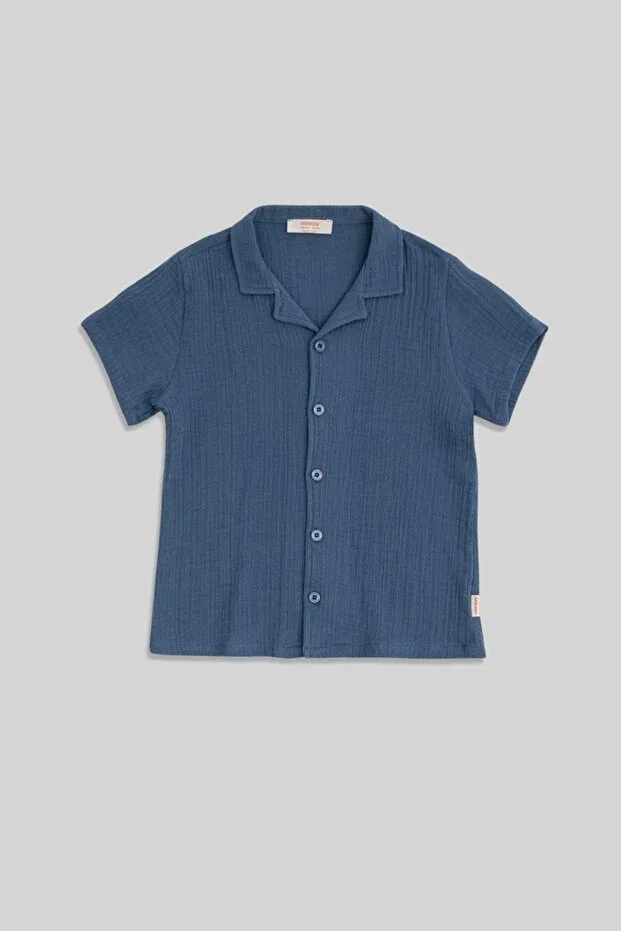 Детская рубашка для мальчиков хлопковая Nate Indigo Minojoy, Indigo — фото 3