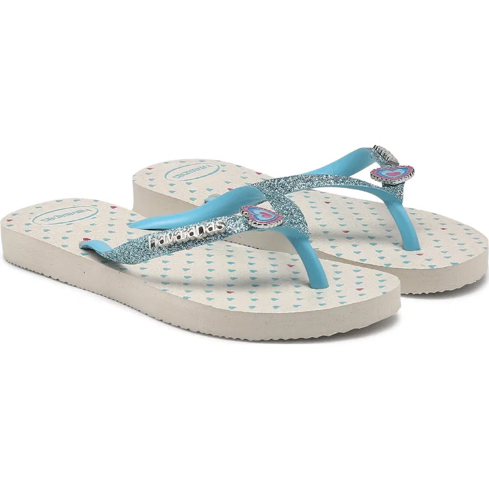 Детские тонкие сандалии-шлепанцы с блестками Havaianas, Blue Glitter