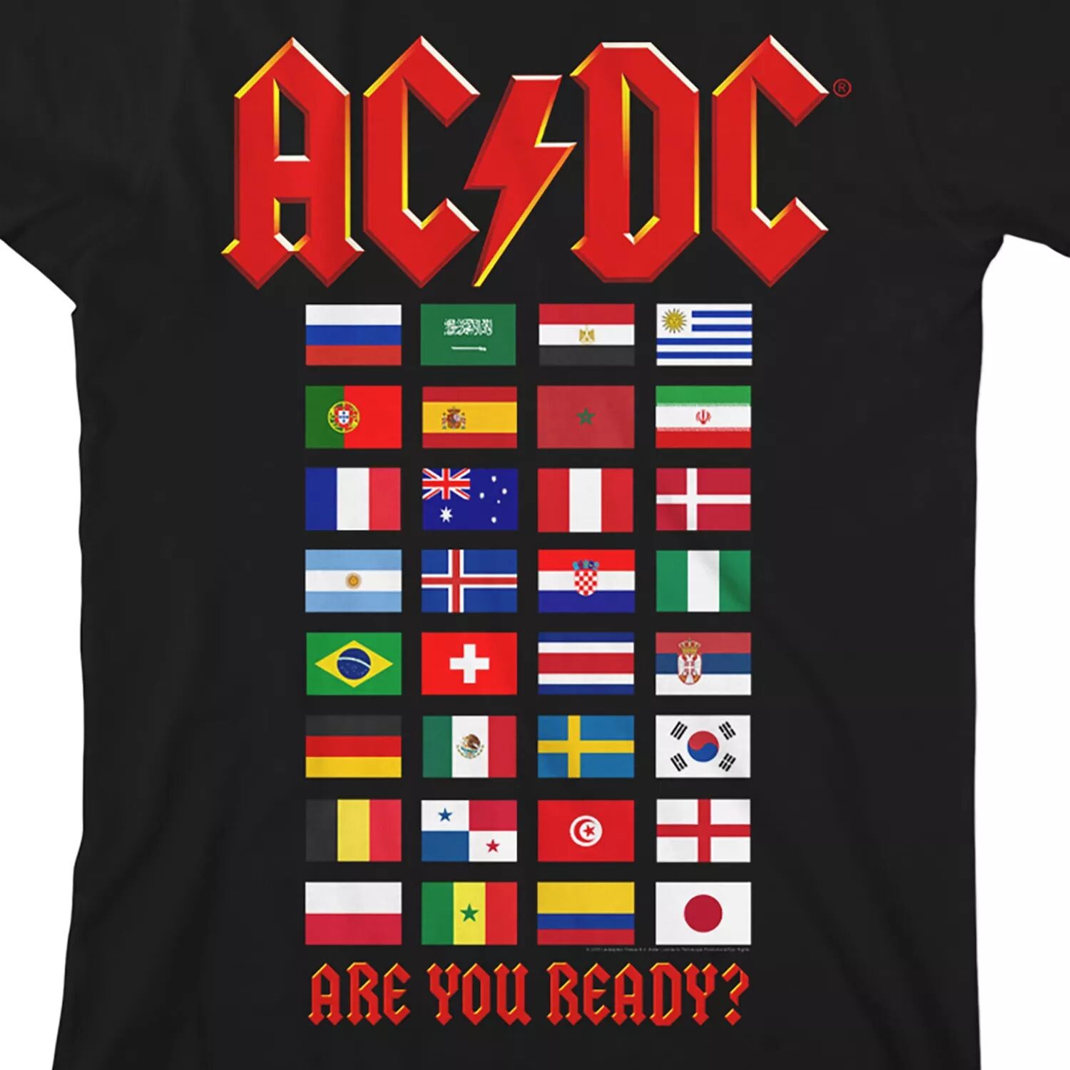 

Футболка с изображением флагов AC/DC World Tour для мальчиков 8–20 лет Licensed Character