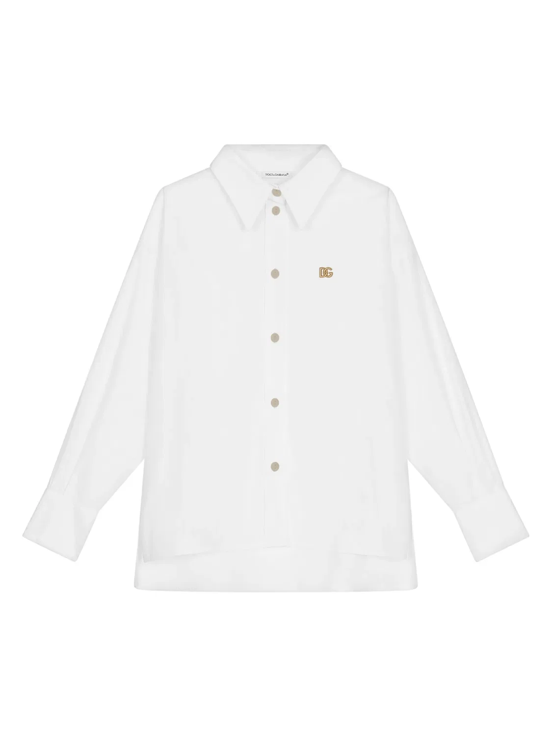 Dolce & Gabbana Хлопковая рубашка с логотипной пластиной, белая