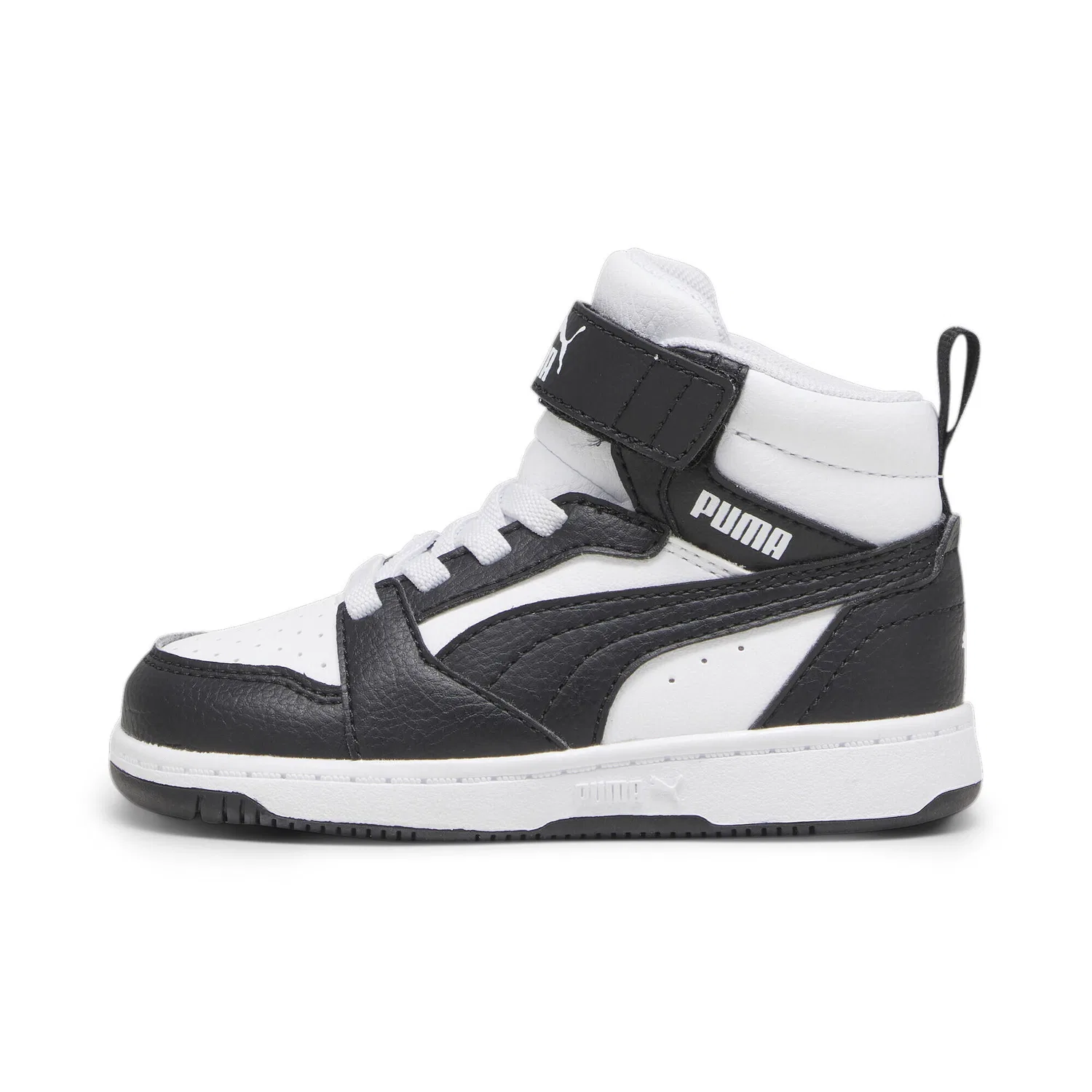 Детские кроссовки с высокой посадкой Rebound V6 Mid Puma, Цвет Weiss Schwarz Grau — фото 3