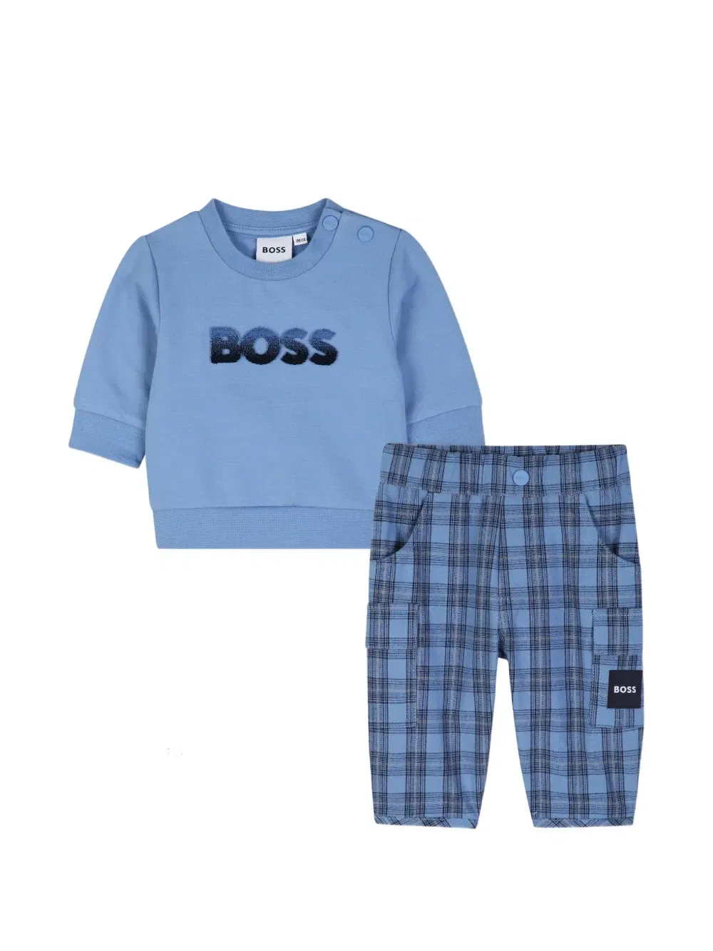 Комплект из толстовки и брюк в клетку Boss Kidswear, синий