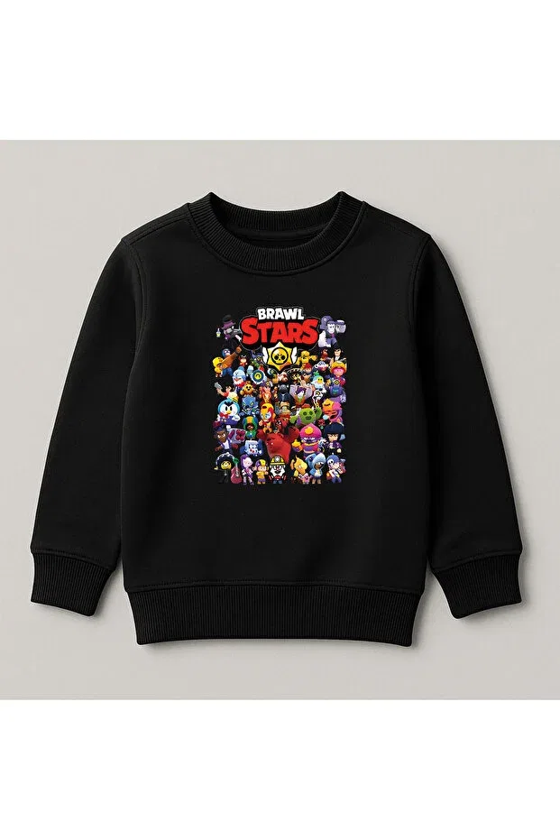 Детские свитшот для девочек с принтом Brawl stars Svart Wear, Black