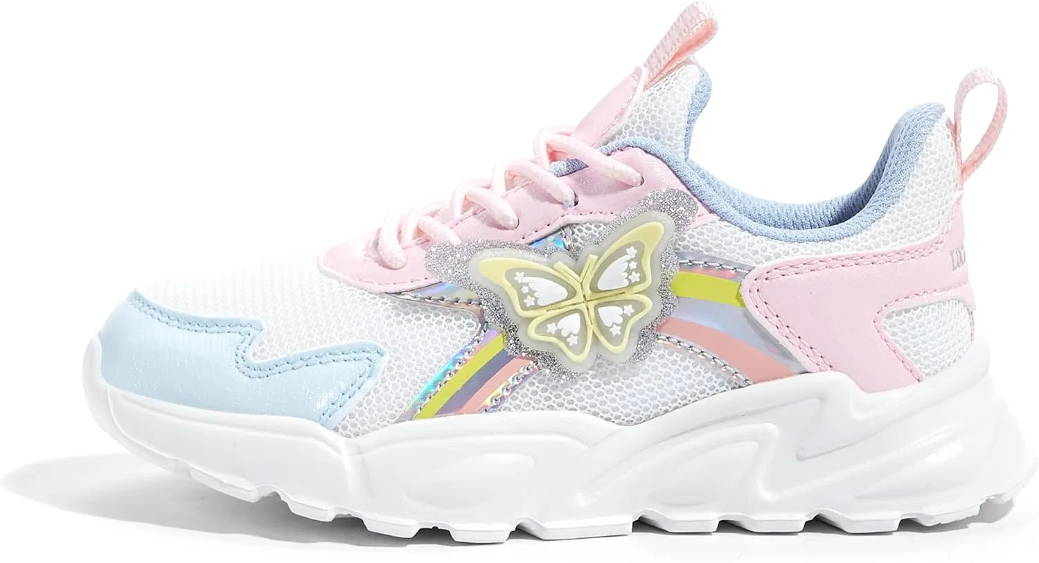 Детские кроссовки для девочек с принтом бабочки LUCKY STEP, Yellow/Pink