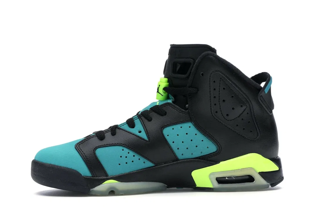 Детские кроссовки Lifestyle с оригинальным дизайном Jordan 6 Retro Jordan, Black/Volt Ice-Turbo Green-Black — фото 3