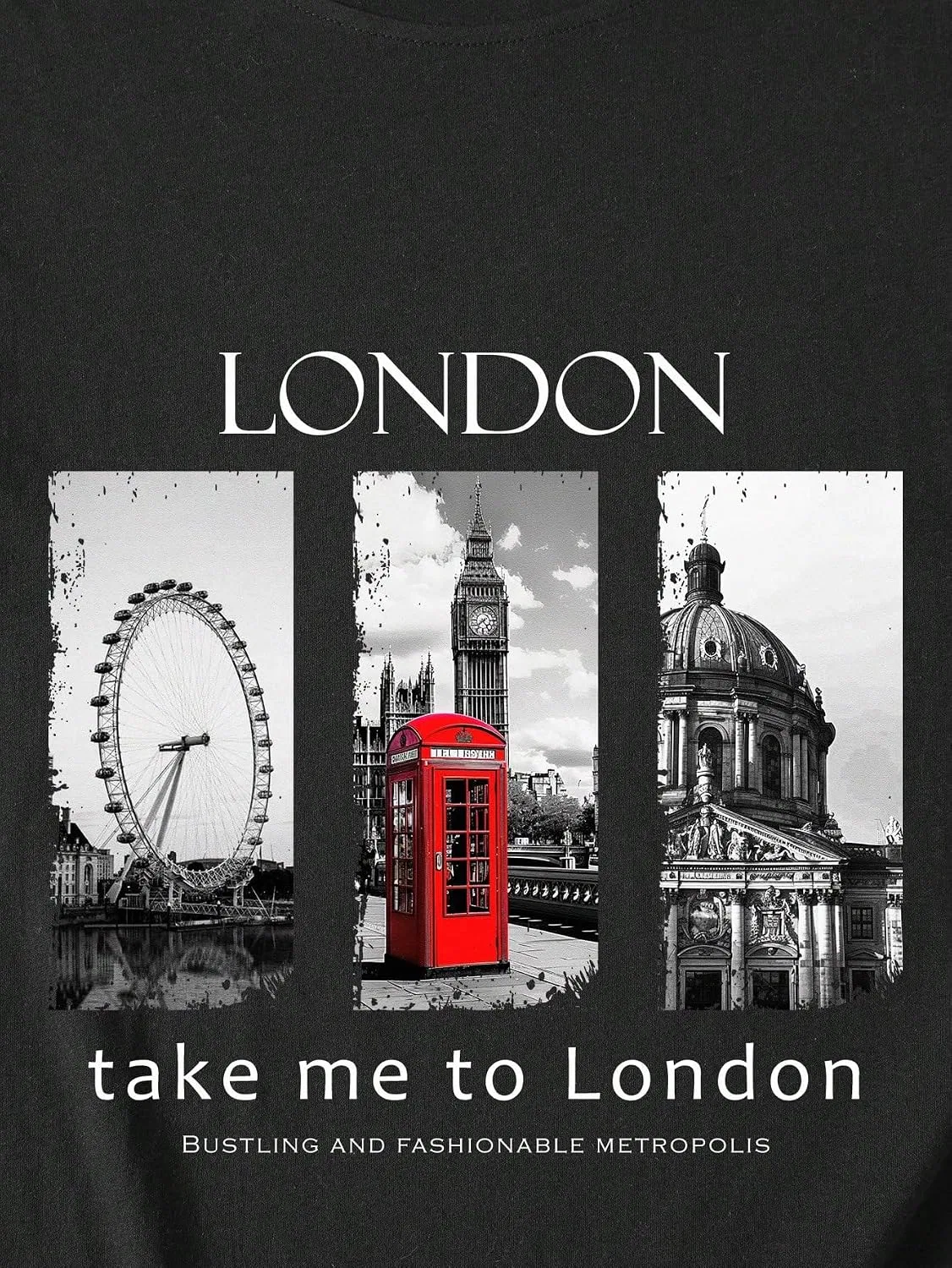 Футболка с принтом Take Me to London, Black — фото 3