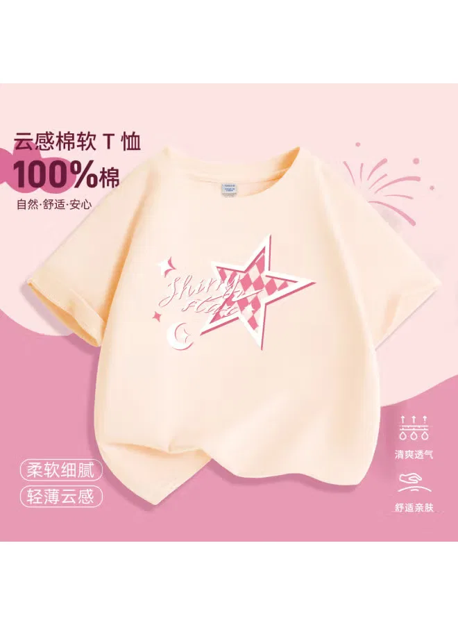 Футболка с коротким рукавом свободного кроя для девочек Jeanswest, абрикосовый — фото 2