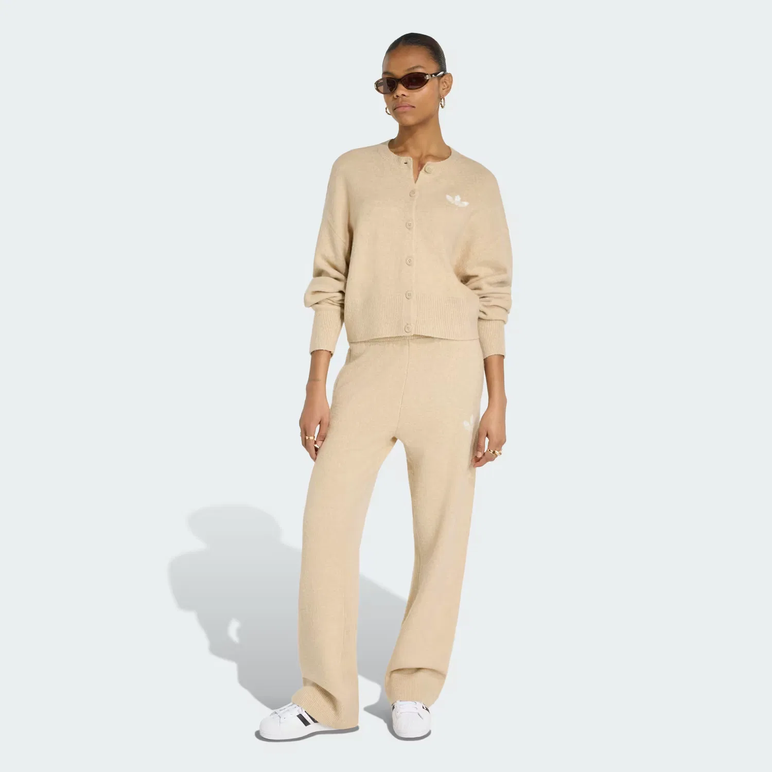 Женский вязаный кардиган свободного кроя Essentials Knit Cardigan Adidas Originals, Khaki Three — фото 3
