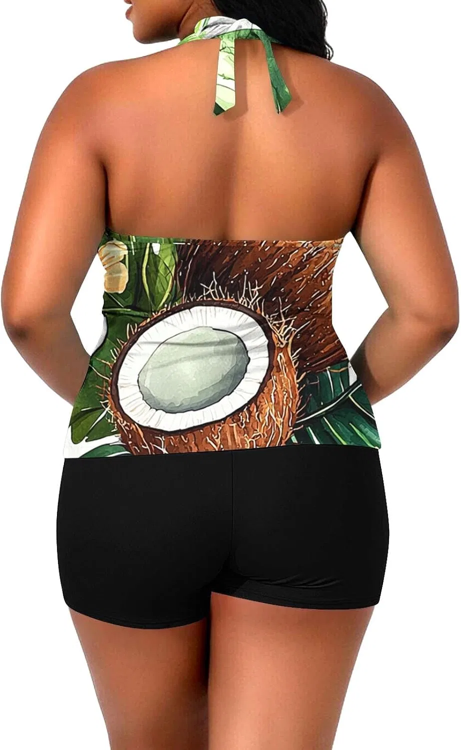 Женский танкини-комплект с утягивающим эффектом, Plus Size, Green — фото 4
