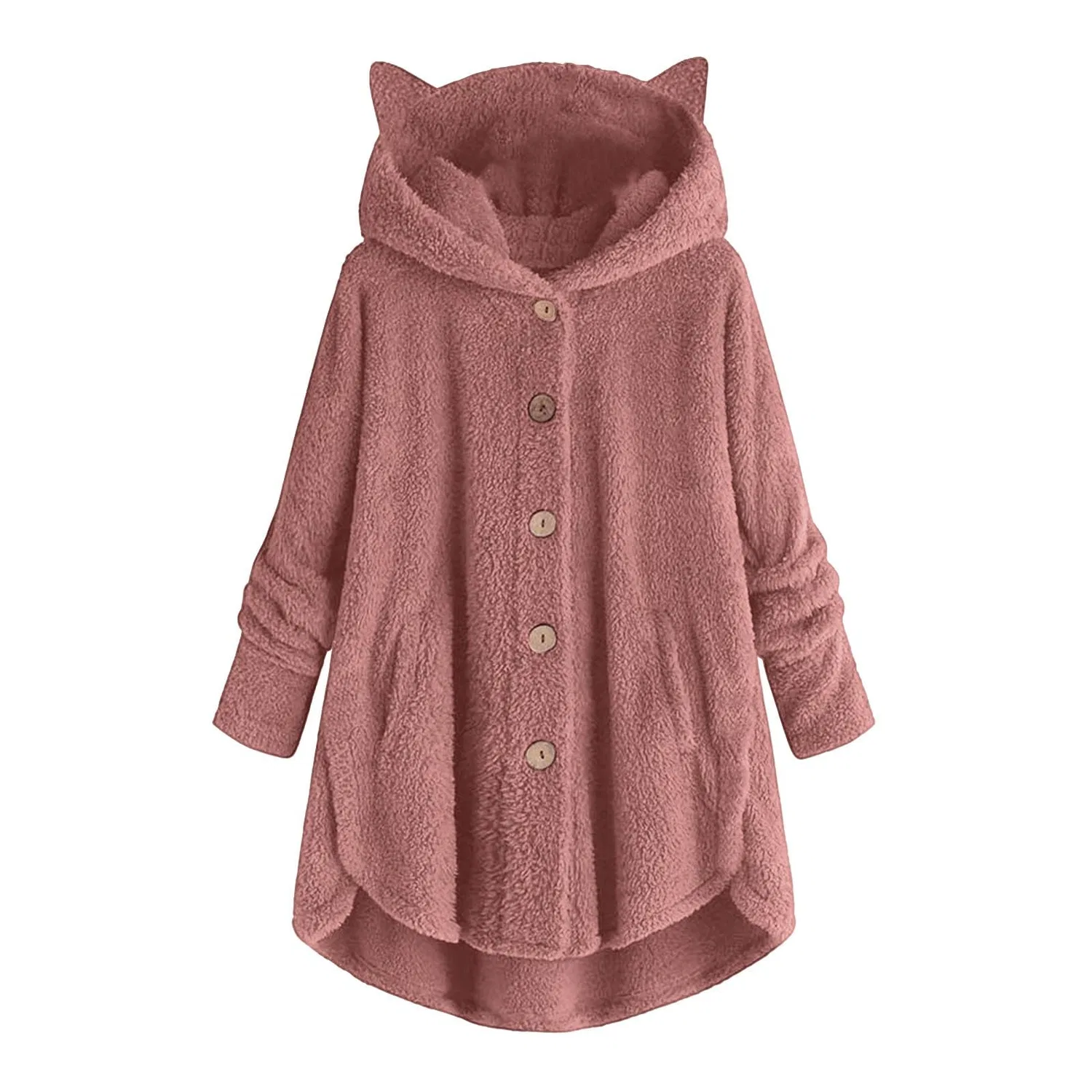 Женская флисовая куртка с капюшоном и принтом, модель Hooded Solid Color Transition Jacket, Rosso Anguria