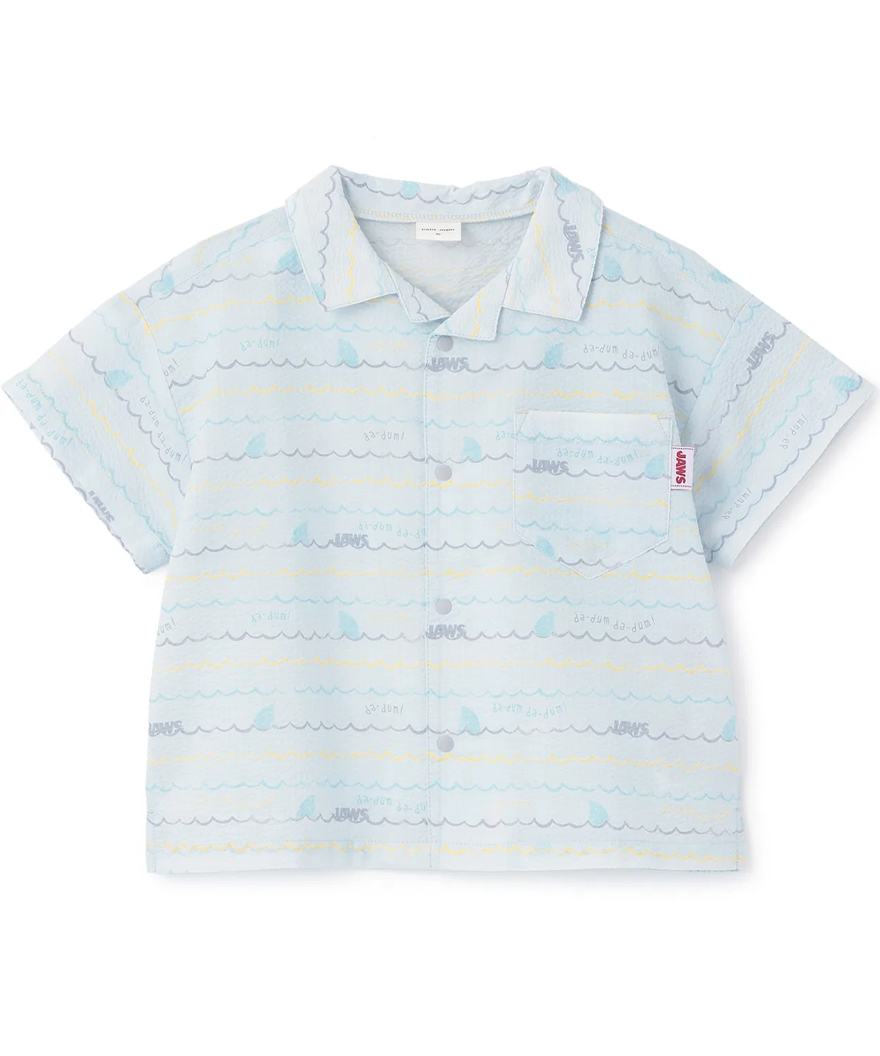 Детская рубашка с коротким рукавом из сизаля с принтом JAWS petit main, Light Grey