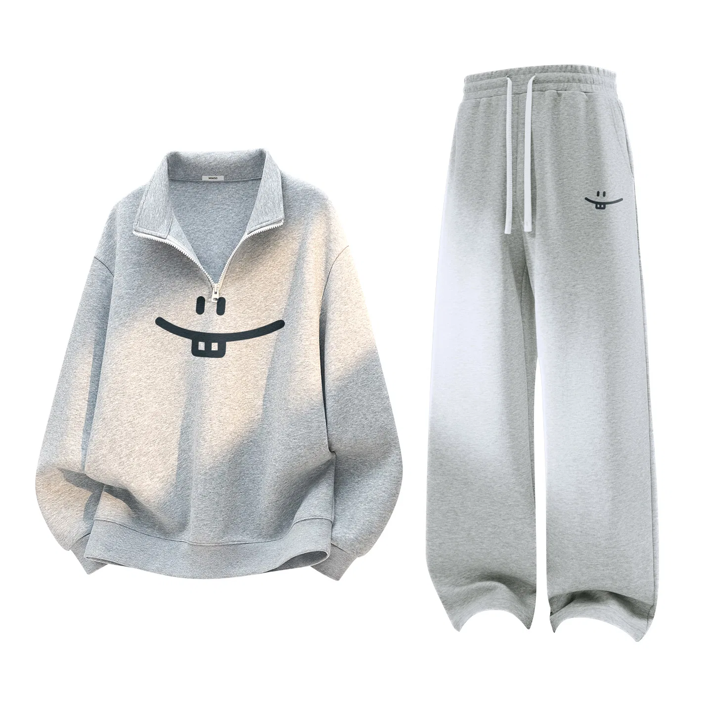 Детское комплект свитшотов с принтом B Simple Smile Drawing MINISO, Heather Gray