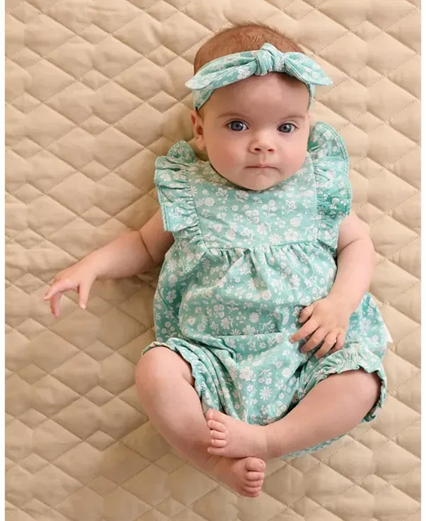 Детский комплект: комбинезон-боди и повязка на голову с рюшами Silhouette Print Purebaby, Silhouette Print — фото 2