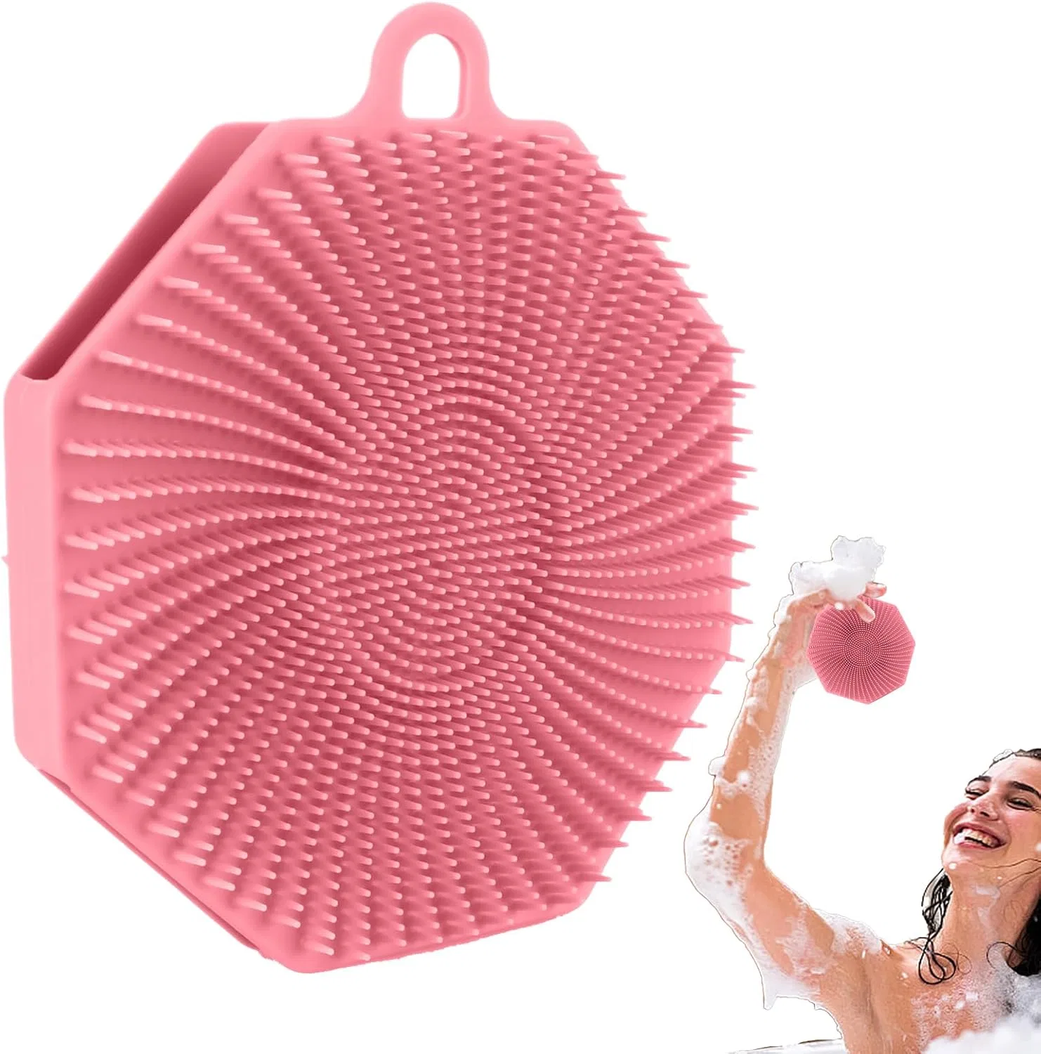 Силиконовая щетка для тела, Двусторонняя, Generisch, 1 шт, Pink