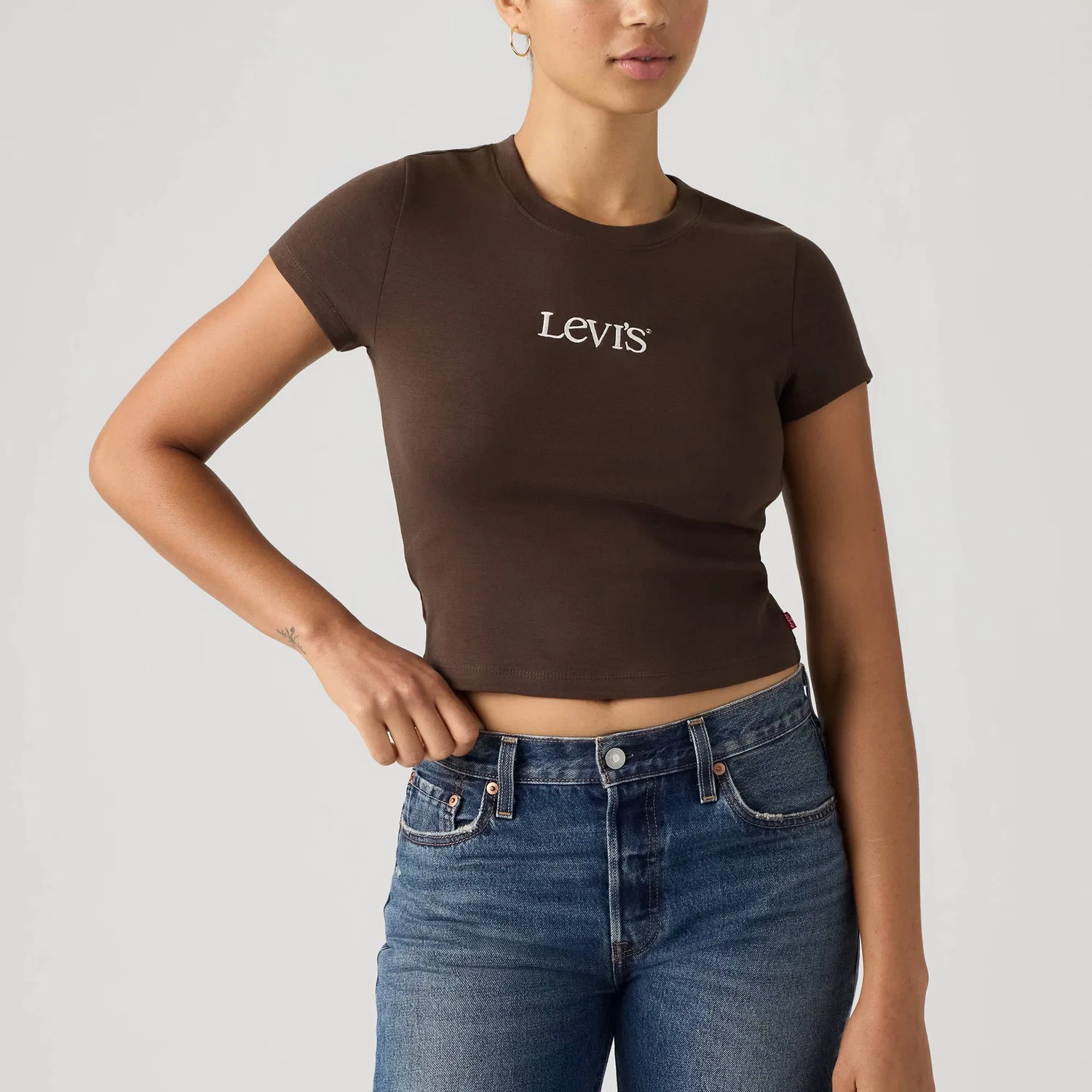 Женская футболка с круглым вырезом Levi's, Brown — фото 4