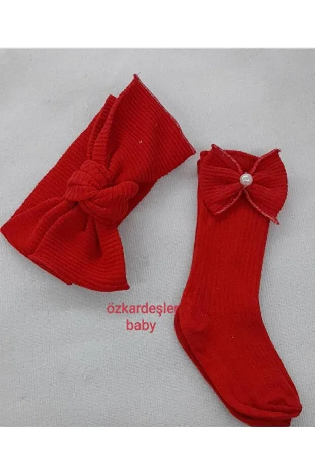 Детские носки-гольфы с бантом, набор, Özkardeşler Baby, Red