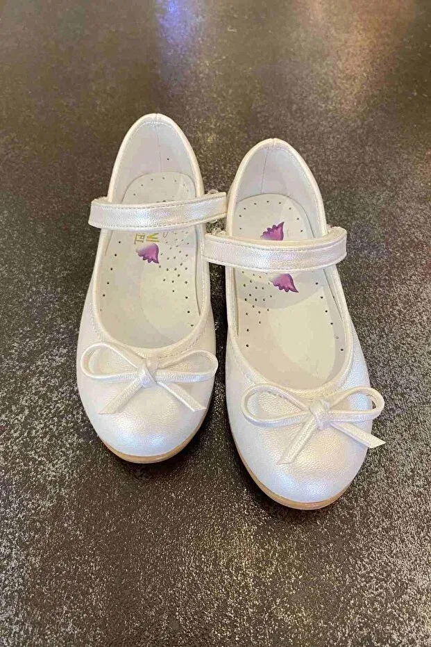 Детские балетки для девочек с коротким каблуком Moona Kids, Silver — фото 2