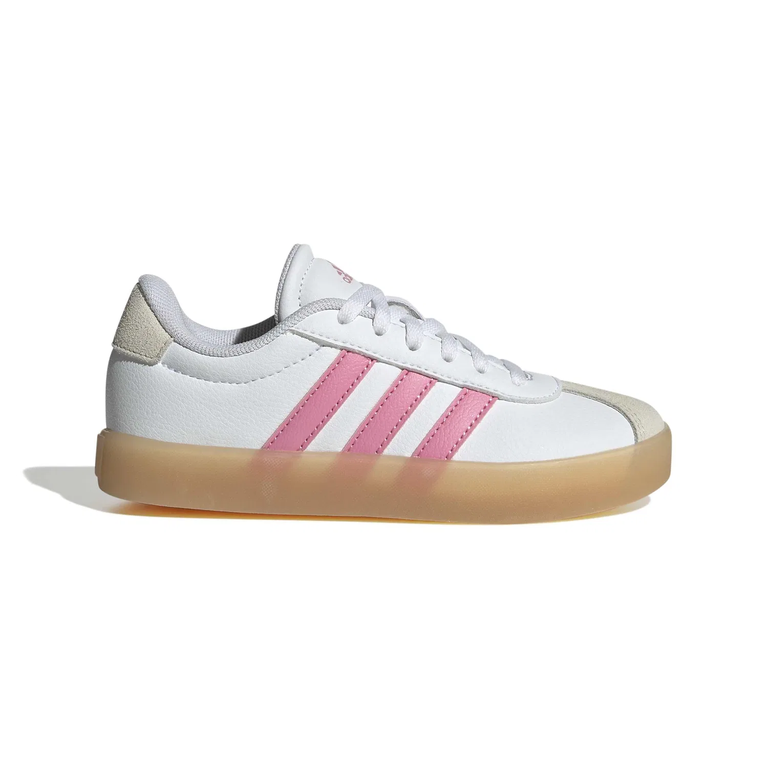 Детские кроссовки для мальчиков с полосками Vl Court 3.0 Kids Adidas, Ftwr White Bliss Pink Alumina — фото 2