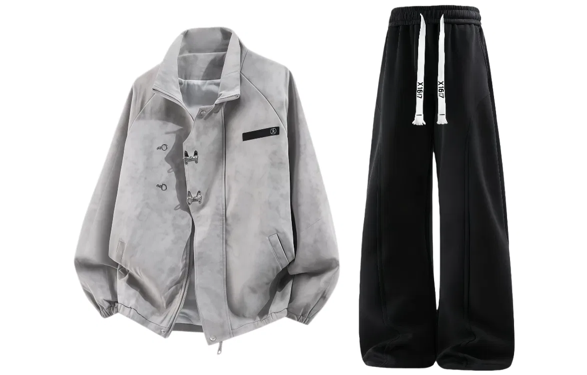 Детский комплект спортивной одежды с курткой и брюками X1617, Navy Blue Puffer Jacket+Black Fleece-Lined Pants — фото 4