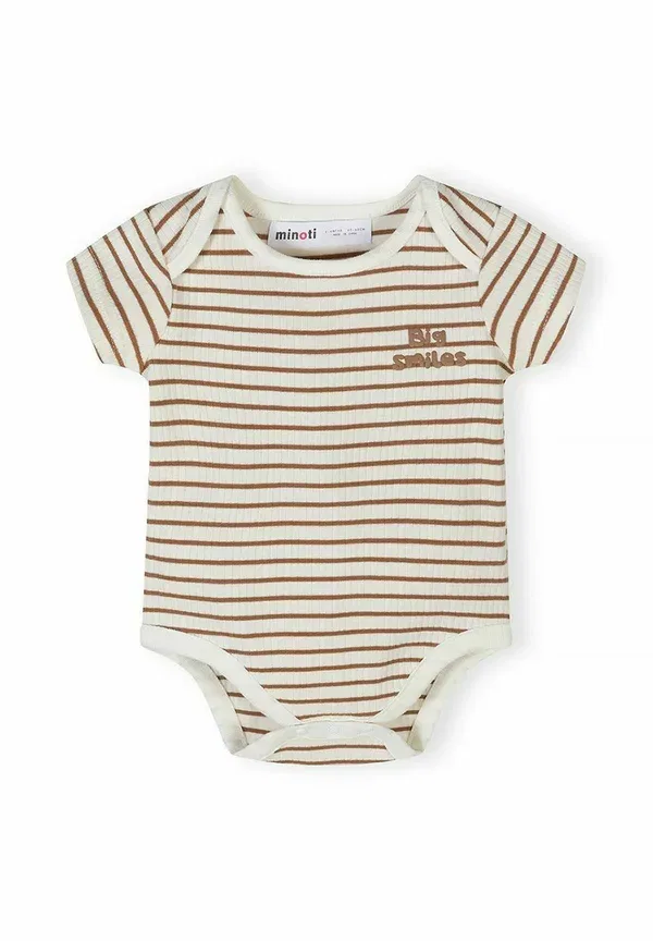 Комплект боди с коротким рукавом, хлопок, 3 pack short sleeve, Minoti, серый меланж/бежевый — фото 2