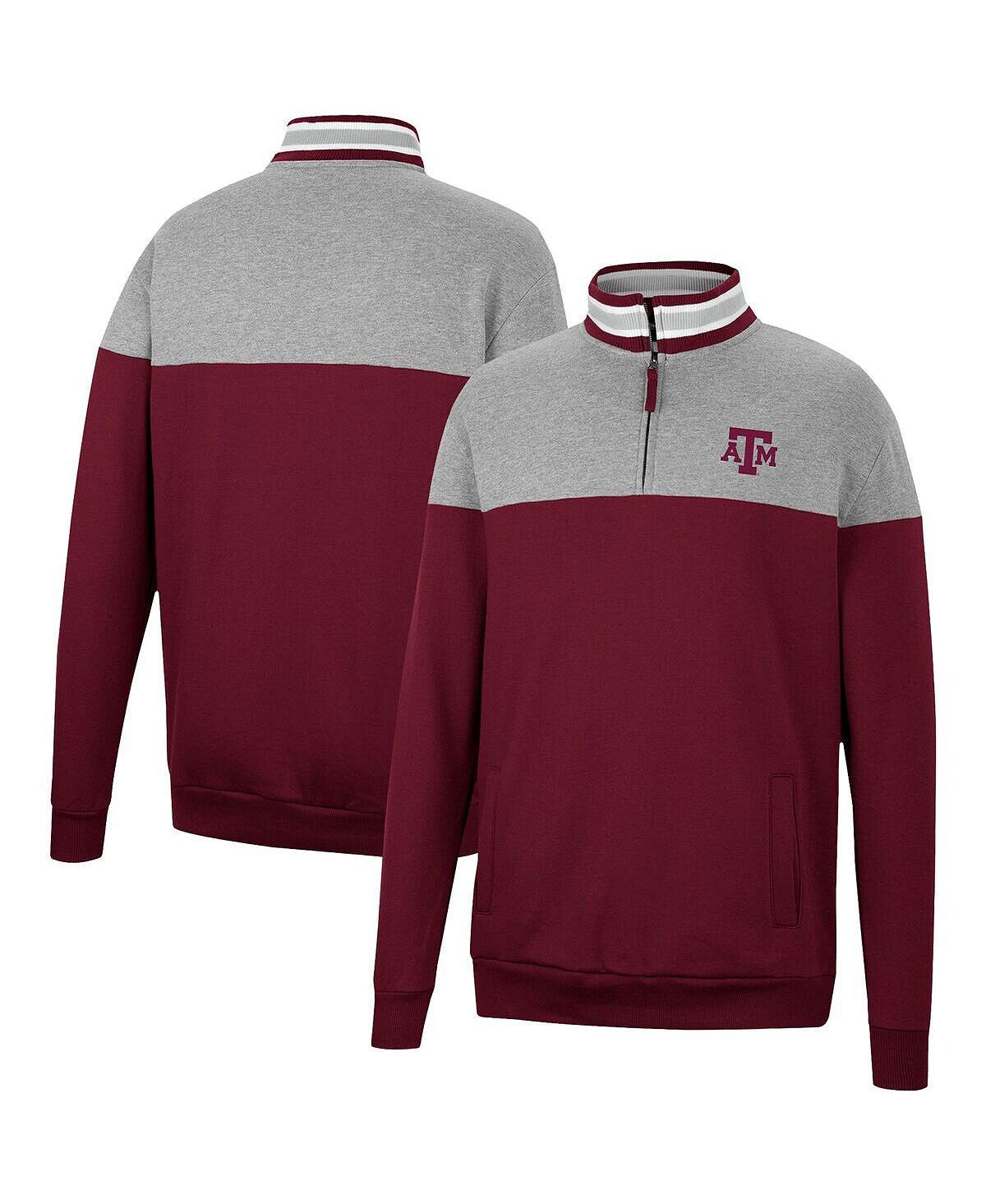 

Мужской топ с меланжевым серым, темно-бордовым texas a&m aggies be the ball с молнией на четверть Colosseum, мульти