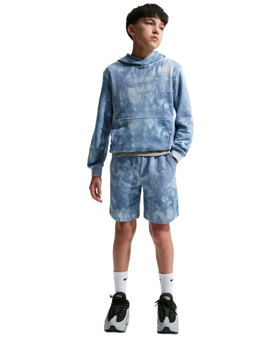 Детские шорты из французского футера Sportswear Club с завязками Nike, Hydrogen Blue Work Blue — фото 2