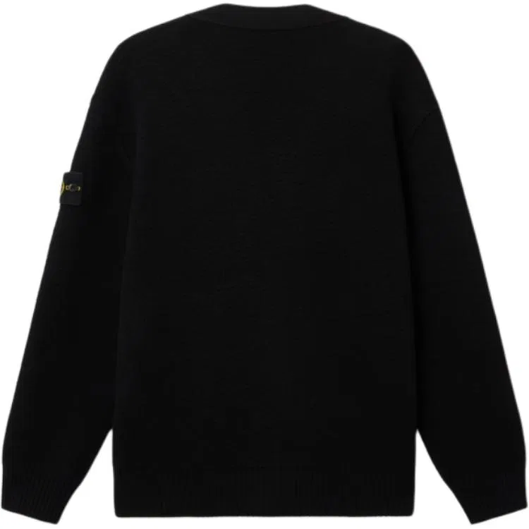 Мужской джемпер с V-образным вырезом, прямой крой, STONE ISLAND, Black — фото 3