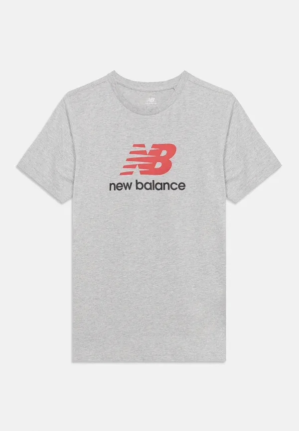 Футболка с принтом хлопок Stacked logo tee New Balance, Athletic Grey Heather, серый — фото 3